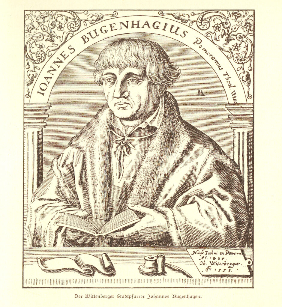 Johannes Bugenhagen with Bible and letter. 