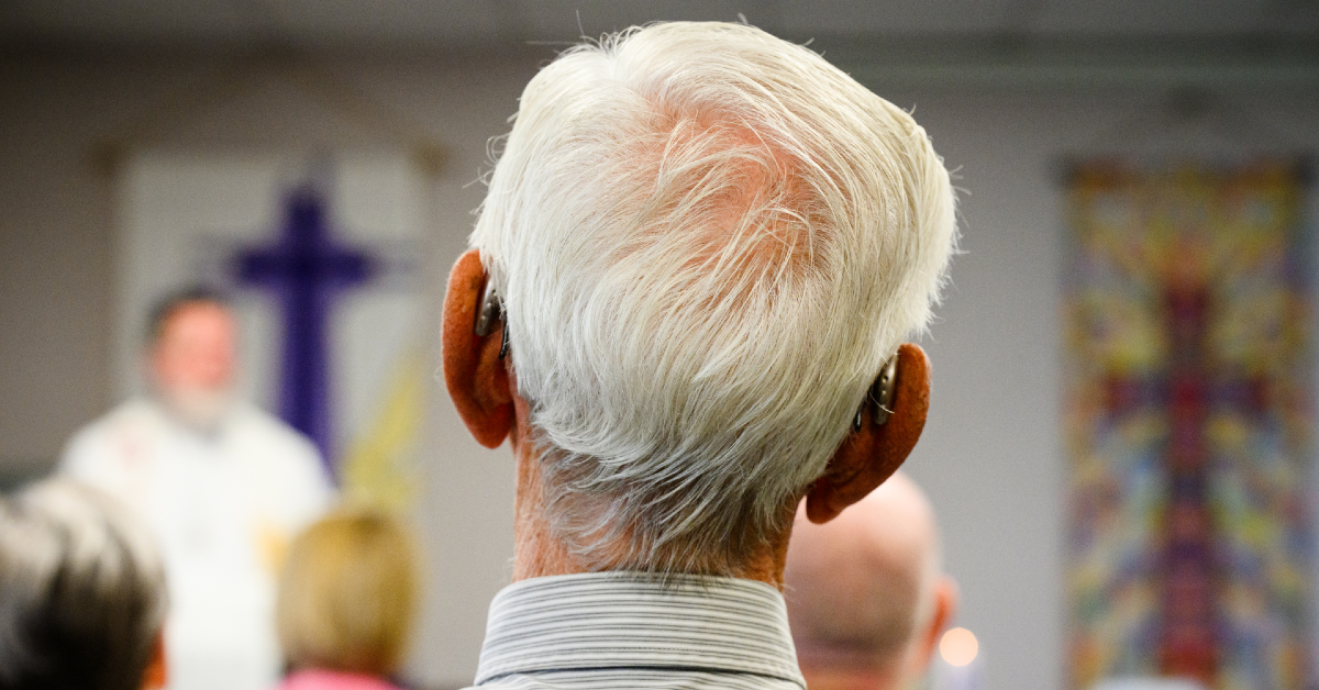 Don Heller listens during preaching at Divine Service on Sunday, April 14, 2024, at Epiphany Lutheran Church in Bastrop, Texas. LCMS Communications/Erik M. Lunsford