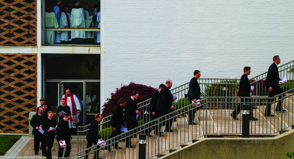 Seminarians make their way to the April 29 Call Day service at Concordia Theological Seminary, Fort Wayne. LCMS Communications/Erik M. Lunsford